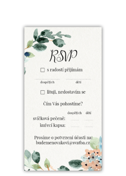 Zodpovednou kartičkou (RSVP) potvrďte účasť na svadbe. - Watercolor floral